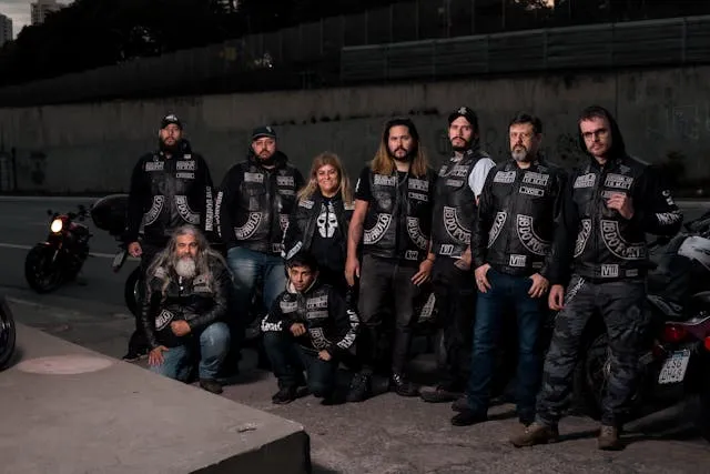 members of a motorcycle club for motorcycle vest patch placement