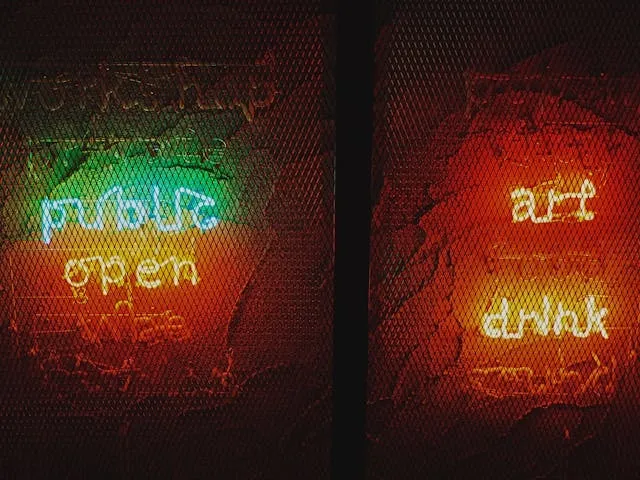 business neon signs in a window for neon sign cost
