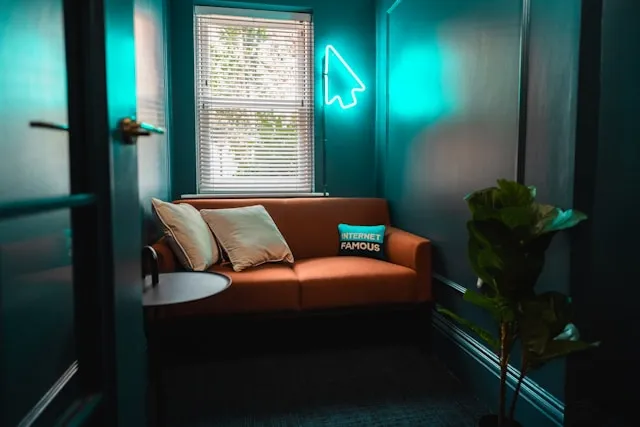a neon sign in a living room for neon sign ideas