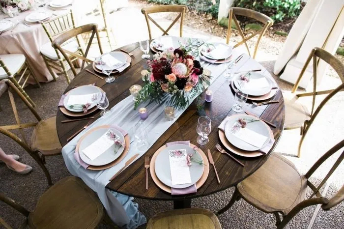 large round table with a runner for table runner ideas