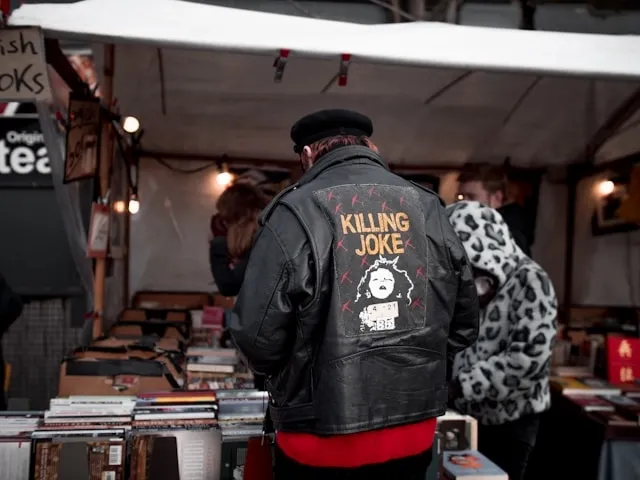 a leather jacket with a large back patch for patches on a leather jacket