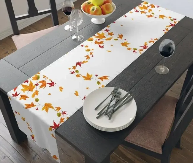 an autumn-themed table runner for are table runners out of style