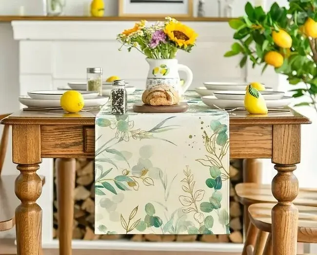 a spring-themed table runner for best table runners