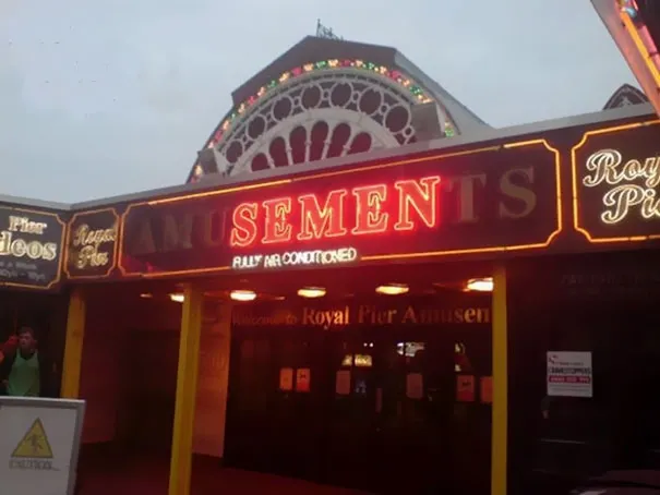 a broken amusement arcade sign for neon sign fails