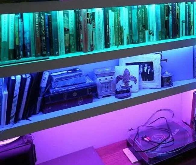 Bookshelf lighting for neon rope light ideas