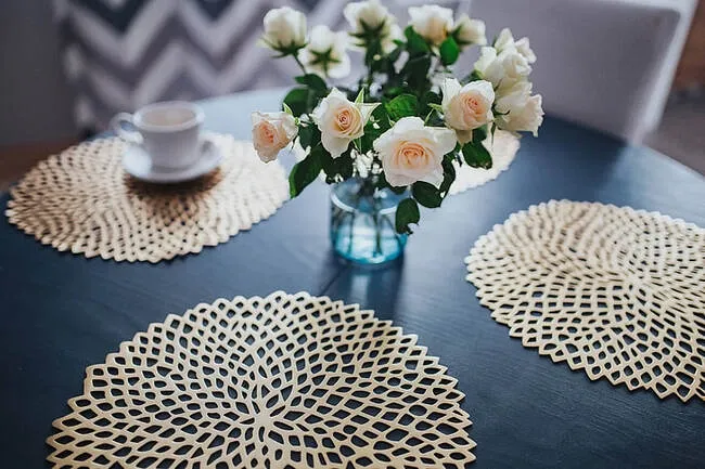 a small round table dressed elegantly for table top cover ideas