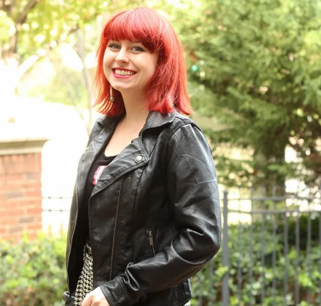 a woman in faux leather for can you put iron-on patches on faux leather