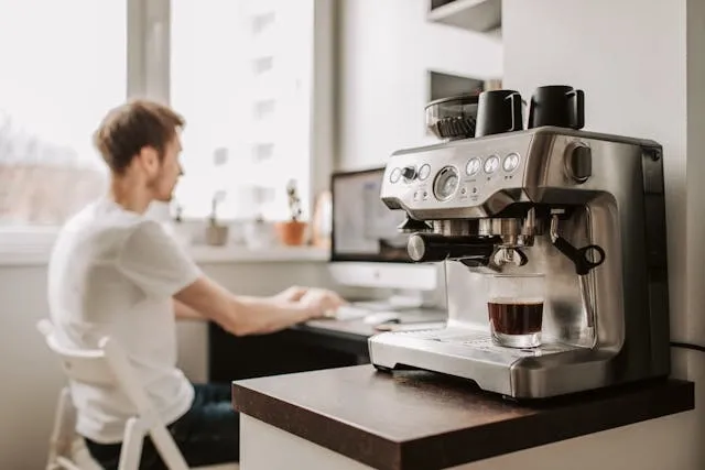 a coffee station in a home office for coffee bar ideas for small spaces