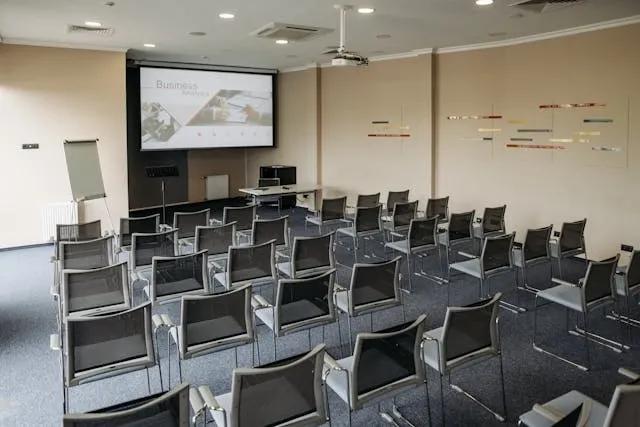 a classroom-style conference room setup