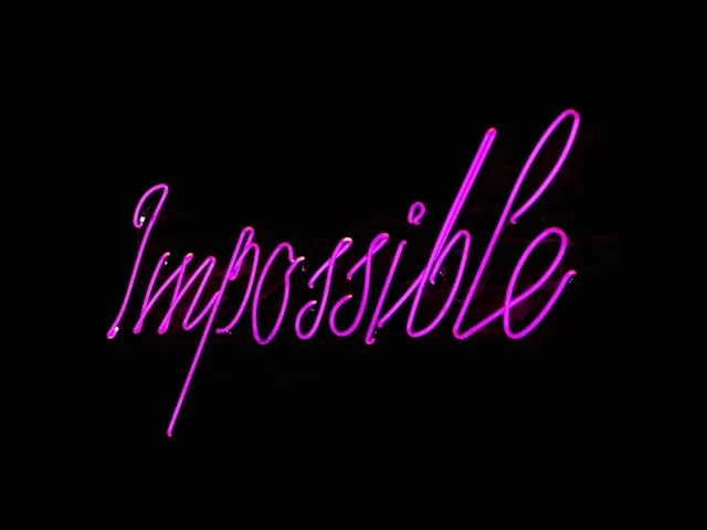 a purple neon sign that says impossible for what are neon signs made of