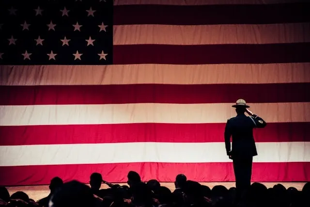 military personnel saluting the american flag for coolest military patches