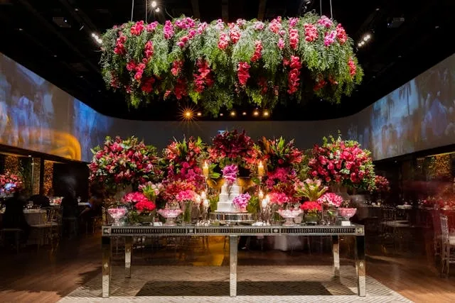 an elaborate floral table decoration for a wedding for event table decoration ideas