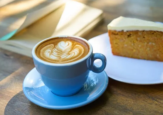 a mug of coffee and a slice of cake for mug rug size a mug of coffee and a slice of cake for mug rug size