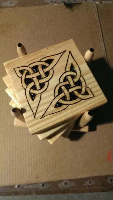 Celtic knot wood burned coasters for wooden coaster design ideas