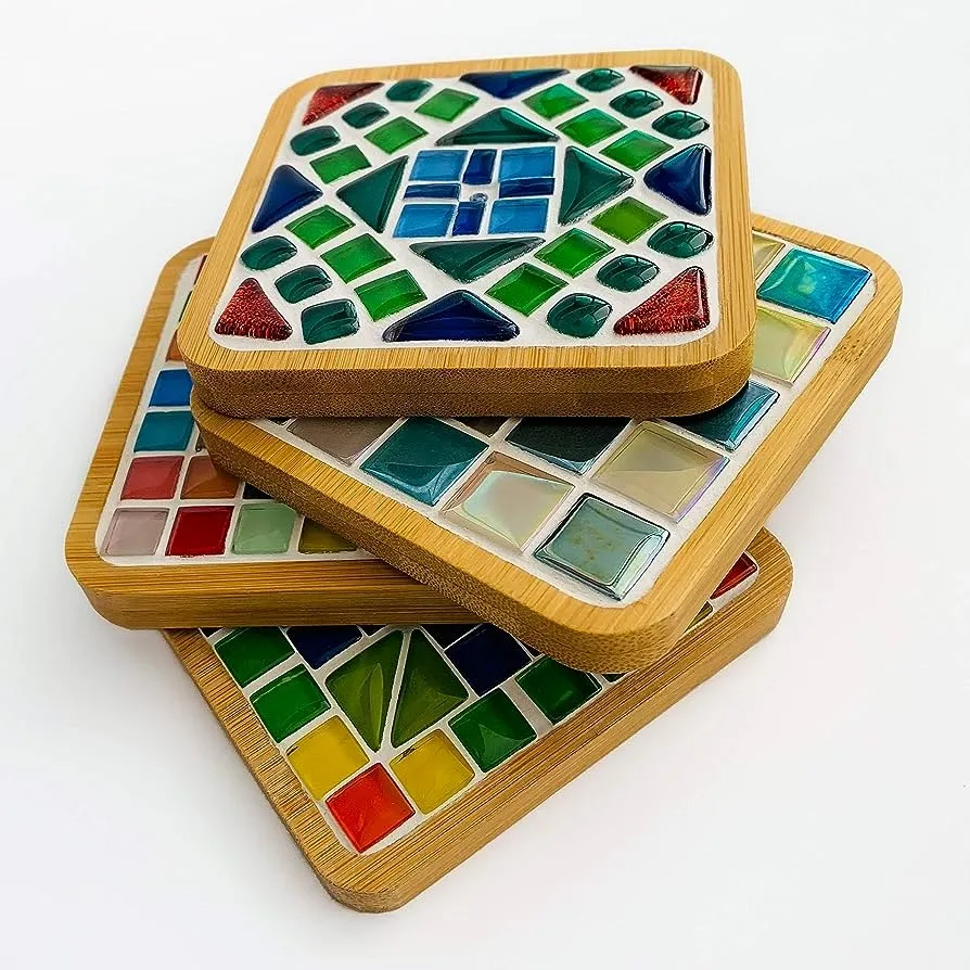 Resin mosaic wood coasters for wooden coaster design ideas