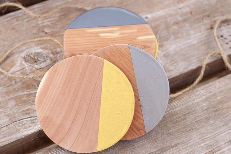 Dip dyed wooden coasters for wooden coaster design ideas